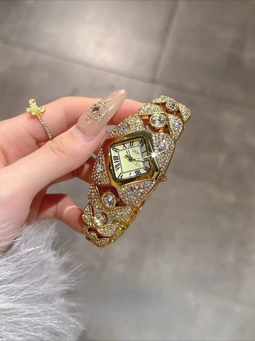 Watch Embellished with Sparkling Rhinestones