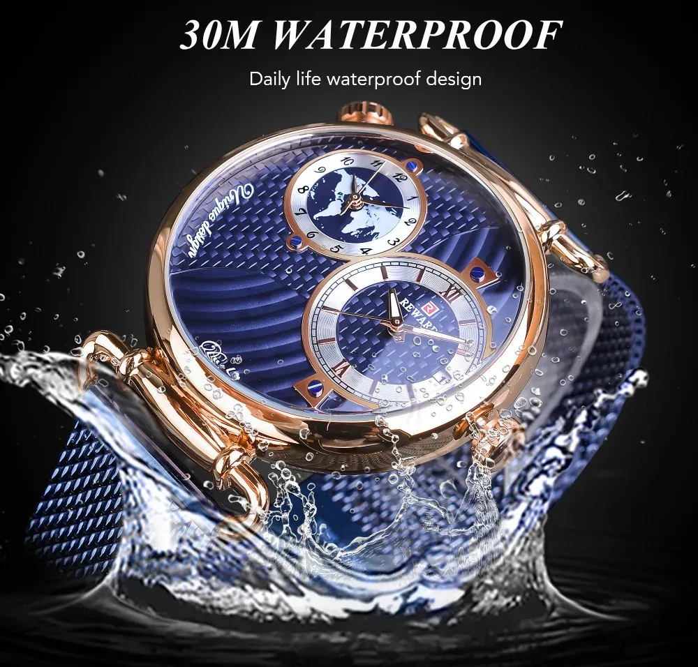 ZJC-REWARD Blue Fashion Men Quartz Wrist Watch