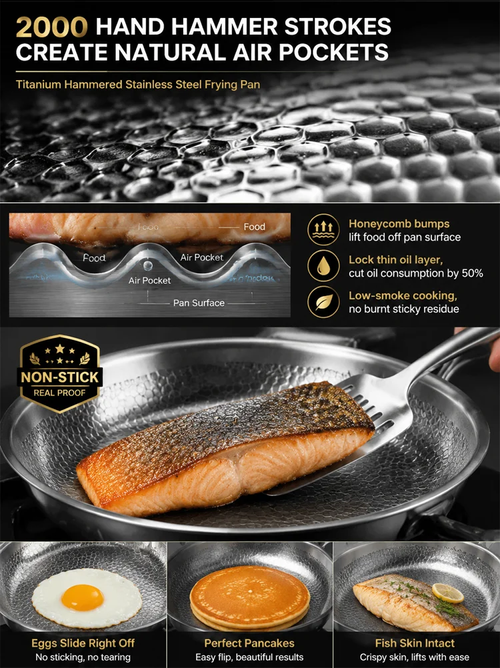 ✨DLJ-CePin✨Titanium Hammered Steel Fry Pan