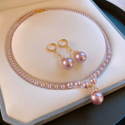 ✨DLJ✨Women's Pearl Crown Clavicle Necklace Set