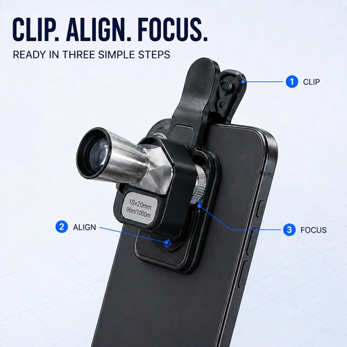 ✨DLJ-Cepin✨🔭 10×20 Mini Monocular Phone Telescope – Pocket Long-Distance Viewer with Adjustable Smartphone Clip