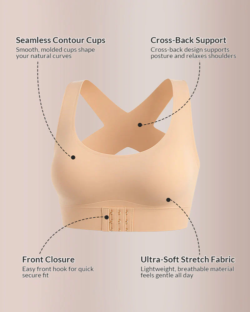 ✨DLJ-Cepin✨Cross Back Front Closure Wireless Posture Support Bra