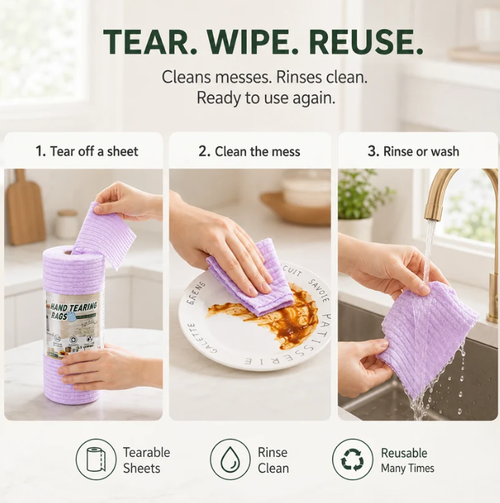 ✨DLJ-Cepin✨20PCS Multipurpose Reusable Tear-Off Cleaning Cloth Roll