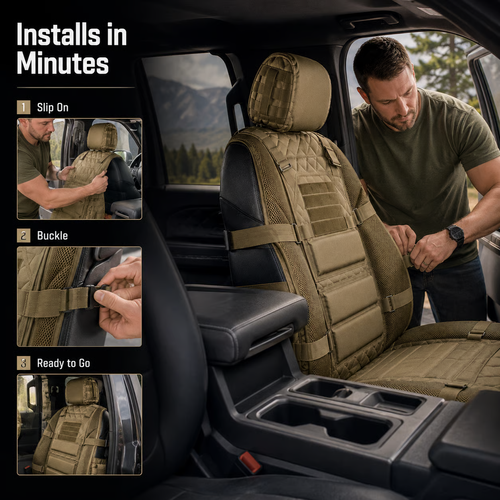 ✨DLJ-Cepin✨Tactical Car Seat Cover – Rugged Protection & Smart Storage