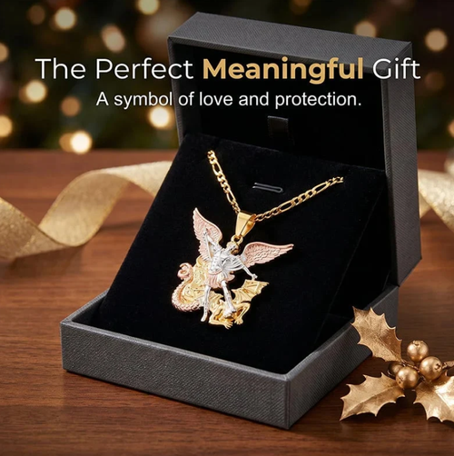 ✨DLJ-Cepin✨💛Tri-Tone Angel Guardian Pendant Necklace – Elegant & symbolic – Perfect for daily wear or gifting – delicate and meaningful ✨💛🪽