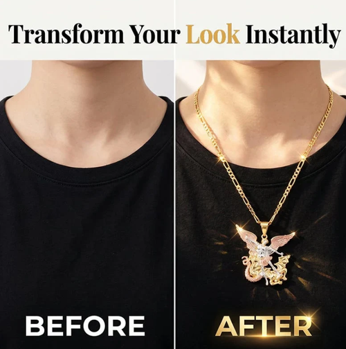 ✨DLJ-Cepin✨💛Tri-Tone Angel Guardian Pendant Necklace – Elegant & symbolic – Perfect for daily wear or gifting – delicate and meaningful ✨💛🪽