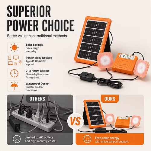 ✨DLJ-Cepin✨Portable Solar Power System with 2 LED Lights