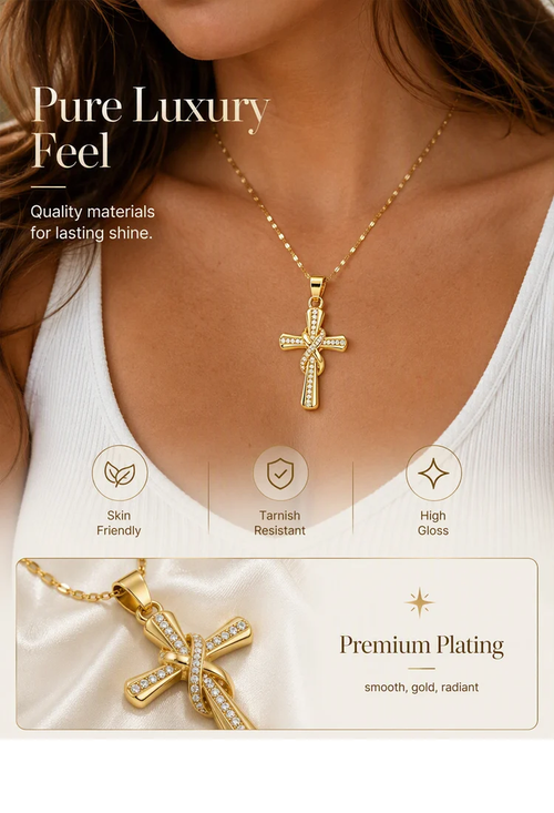 ✨DLJ-CePin✨Sparkling Twisted Cross Pendant Necklace