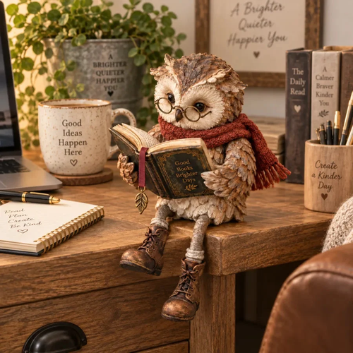 ✨DLJ-CePin✨Reading Owl Figurine
