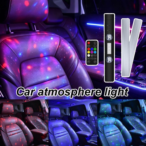 ✨DLJ-CePin✨Wireless Car Atmosphere Light, RGB Music Sync LED Strip with Remote Control
