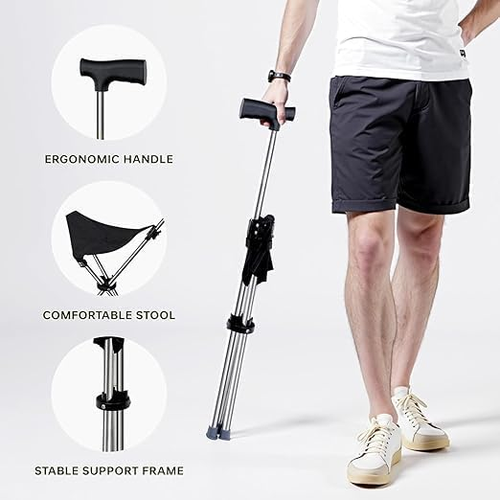 ✨DLJ-CePin✨2-in-1 Portable Walking Stick with Seat for Adults