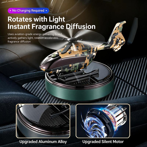✨DLJ-CePin✨Solar-Powered Rotating Helicopter Aluminum Alloy Car Aromatherapy Diffuser