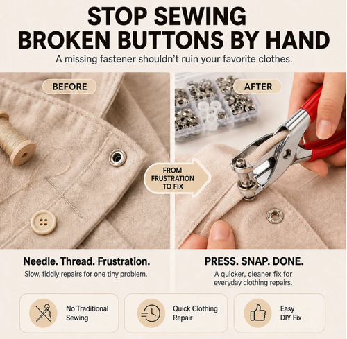 ✨DLJ-CePin✨100pcs Invisible Colored Metal Buckle & 1 Count Manual Pressure Pliers