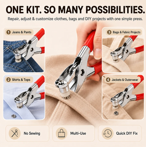 ✨DLJ-CePin✨100pcs Invisible Colored Metal Buckle & 1 Count Manual Pressure Pliers