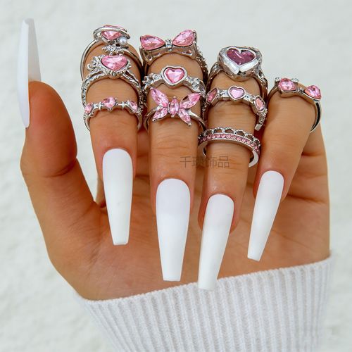 🔥zzp-CEPIN🔥-10pcs Sparkly Crystal Love Heart Ring Set
