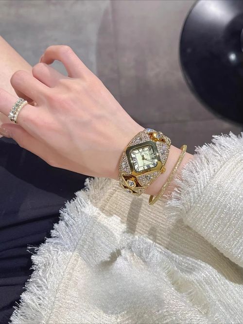 Watch Embellished with Sparkling Rhinestones
