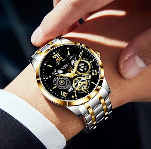 ✨DLJ-CePin✨Affordable, Versatile Quartz Luminous Water-Resistant Openwork Roman-Style Men's Watch