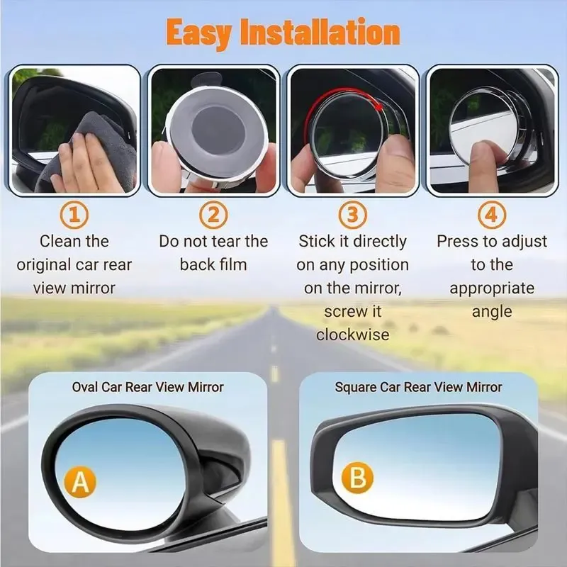 🔥ZZP-CEPIN🔥2Counts Safety driving mirror,Car Blind Spot Mirror, Wide Angle Mirror for Car Rearview Mirror,360-Degree Reversing Mirror