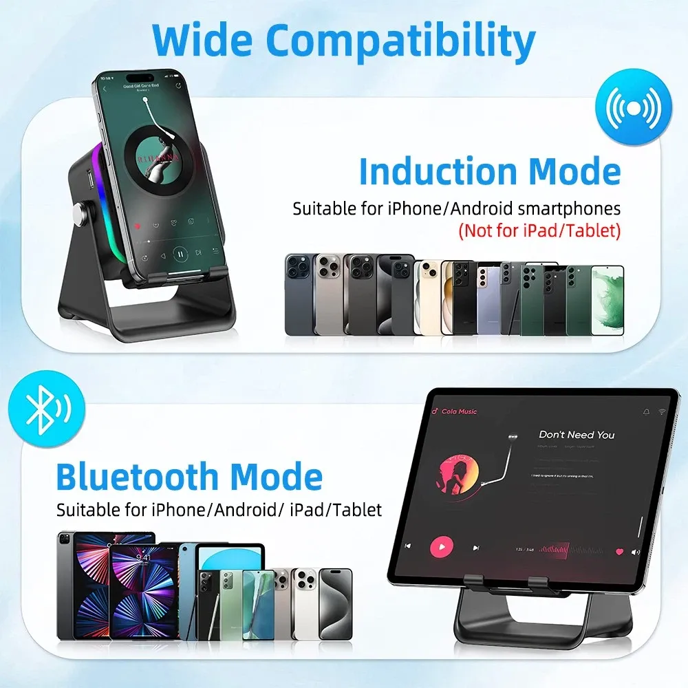 🔥XRF-cepin🔥Wireless Induction Speaker 5-in-1 Bluetooth Speaker With Phone Stand Holder