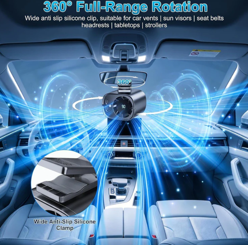 ✨DLJ-CePin✨2026 Semiconductor Cooling Car Clip On Fan - 360° Rotation