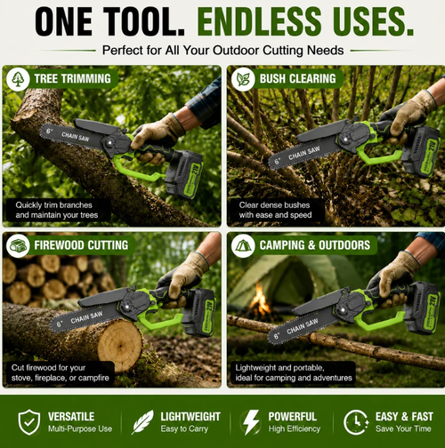 ✨DLJ-Cepin✨21v Cordless Mini Chainsaw Dual Battery