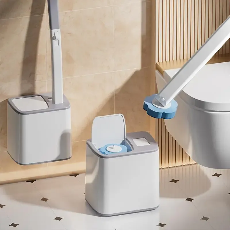 🔥ZZP-CEPIN🔥Toilet Brush Set with Holder, 1 Set Toilet Brush & Bowl & 6 set Disposable Refill Brush Heads Kit