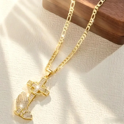 ✨DLJ-CePin✨Cross & Prayer Hands Pendant Necklace