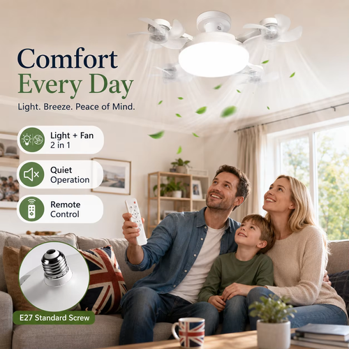 ✨DLJ-CePin✨Modern Fan Light Drone Style E27 Bulb Remote Control