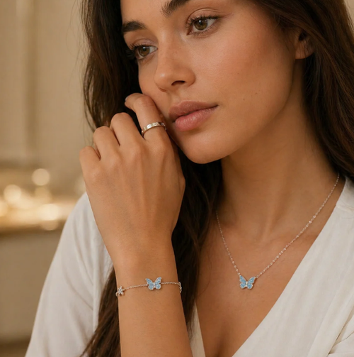 ✨DLJ-CePin✨Luminous Butterfly Charm Necklace & Bracelet Set
