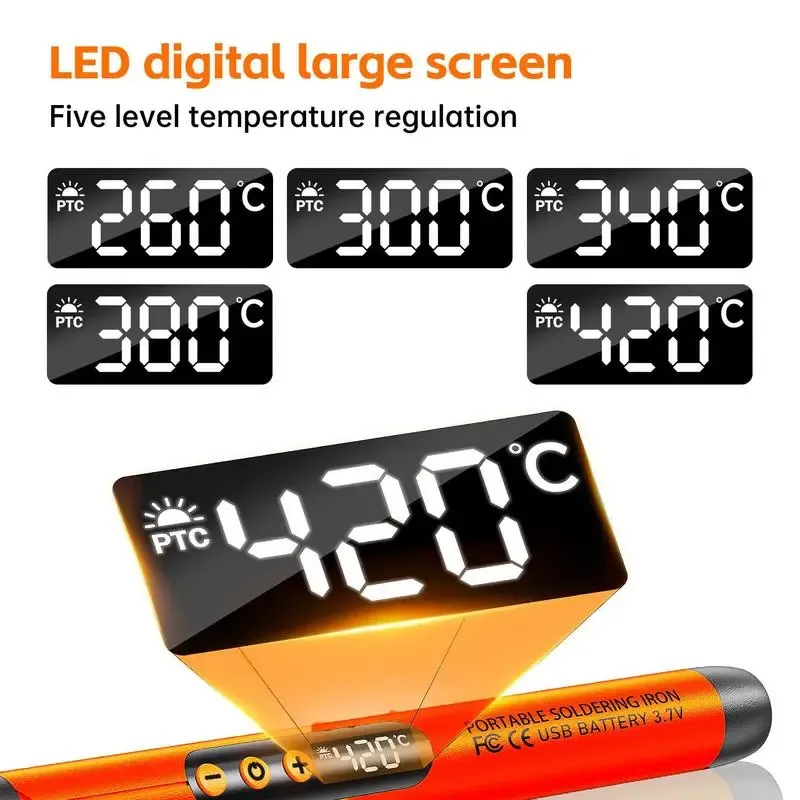 🔥ZZP-CEPIN🔥LCD ,portable USB adjustable temperature soldering iron gun, Corded solder iron, home DIY soldering kit with storage box