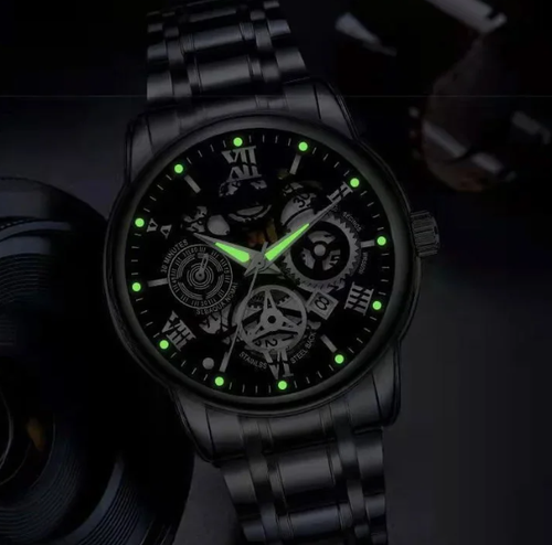 ✨DLJ-CePin✨Affordable, Versatile Quartz Luminous Water-Resistant Openwork Roman-Style Men's Watch
