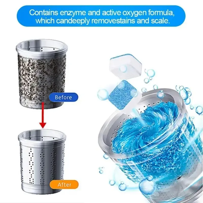 🔥ZZP-CEPIN🔥Washing Machine Cleaner Descaler, 12pcs Deep Cleaning Tablets Degreaser for Front Loader & Top Load Washer