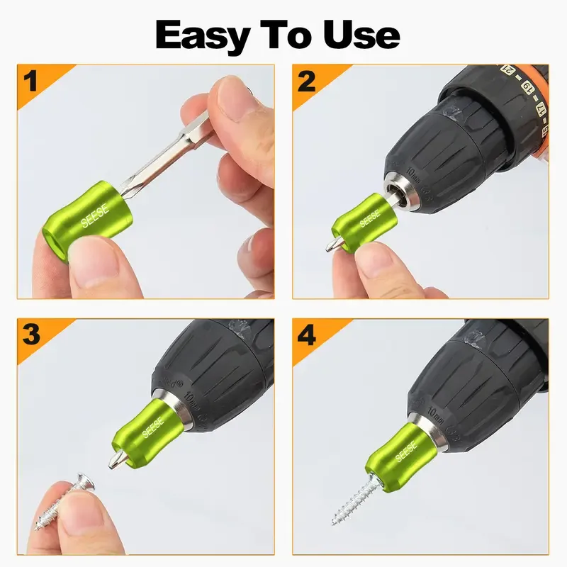 🔥ZZP-CEPIN🔥2PCS Strong Magnetic Screw Rings – Universal (6.35mm) Fit for Hex Screwdrivers & Power Drill Bits