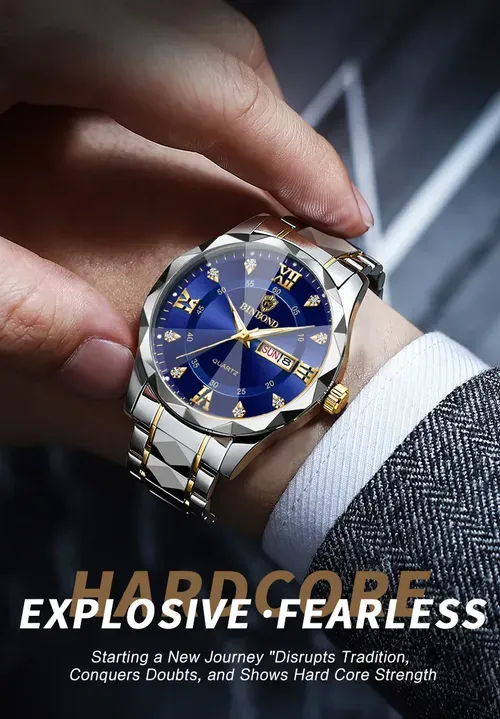 ✨DLJ-CePin✨Men Watch Business Waterproof Dual Calendar