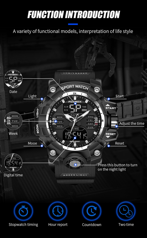 ✨DLJ-CePin✨Multifunction Dual-Display Digital Watch