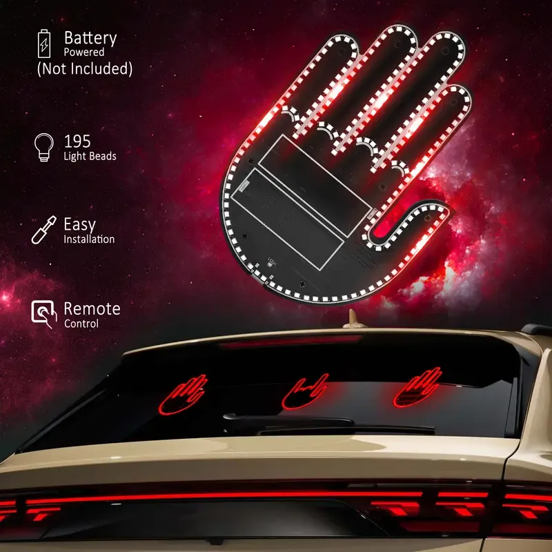 🔥ZZP-CEPIN🔥 Car Gesture Decorative Light, Ambient Lighting Kit, Rechargeable Led Gesture Light, Road Rage Led Signs Calms Road Rage