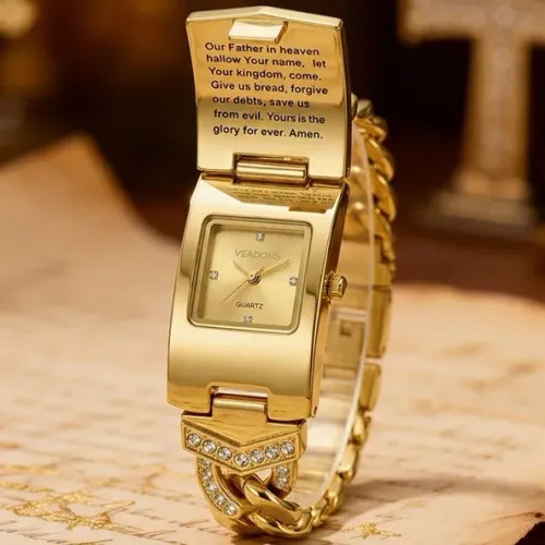 🔥XRF-cepin✨⌚Sparkling Crystal Cross Watch—Geometric Rectangular Dial, Premium Metal Strap❤️
