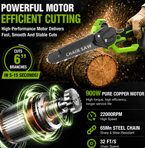 ✨DLJ-Cepin✨21v Cordless Mini Chainsaw Dual Battery