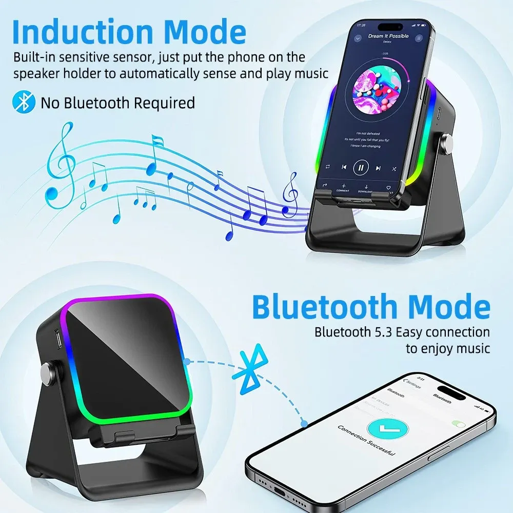 🔥XRF-cepin🔥Wireless Induction Speaker 5-in-1 Bluetooth Speaker With Phone Stand Holder