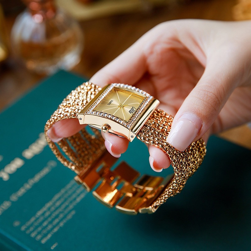 ✨DLJ✨Ladies Rhinestone Quartz Square Watch