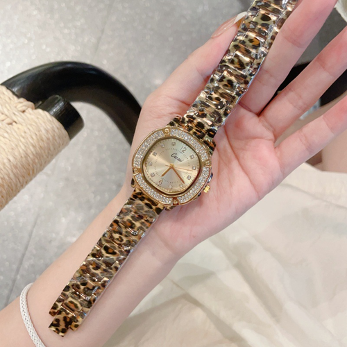 ✨DLJ-CePin✨Leopard-Print Steel-Strap Diamond-Set Women's Watch