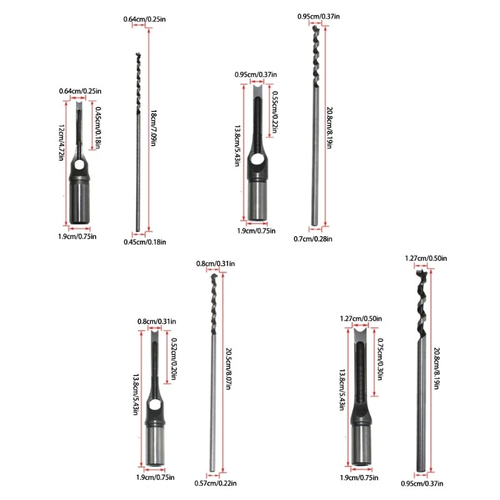 4-Piece Square Hole Drill Bit Set