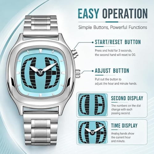 ✨DLJ-CePin✨Modern Stainless Steel Analog Watch Perspective Dial with Unique Colorful Dial