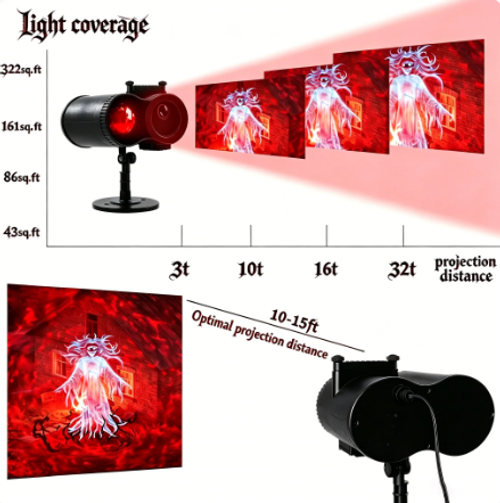 ✨DLJ- Cepin✨🎃Turn Your Home Into a Haunted Halloween Wonderland | 10 Unique HD Projection Patterns, 32FT Ultra-Large Display