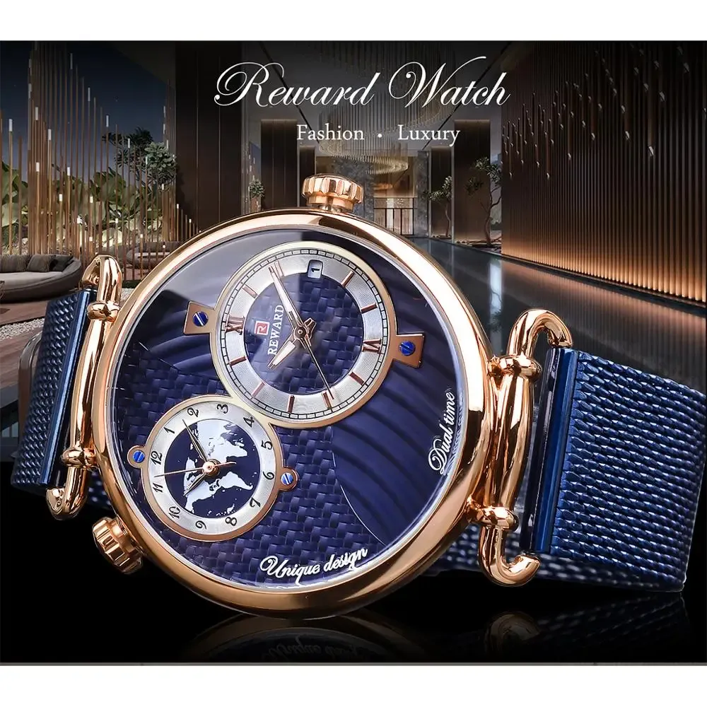 ZJC-REWARD Blue Fashion Men Quartz Wrist Watch