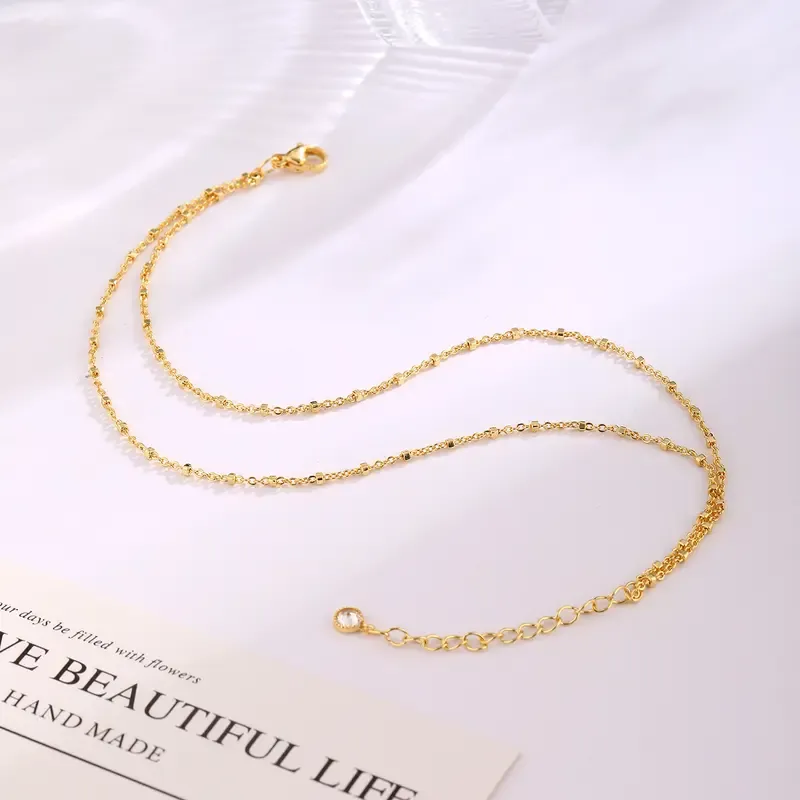 🔥ZZP-cepin🔥Golden Layered Square Dot Anklet, Waterproof Hypoallergenic, Best Beach Fashion Item for Women Fashionable Jewelry Accessories