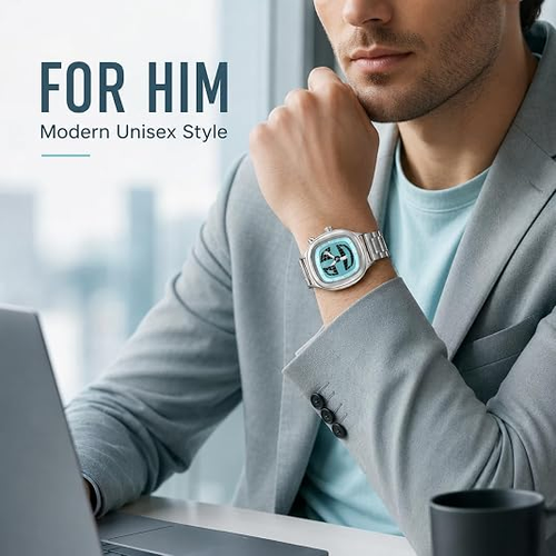 ✨DLJ-CePin✨Modern Stainless Steel Analog Watch Perspective Dial with Unique Colorful Dial