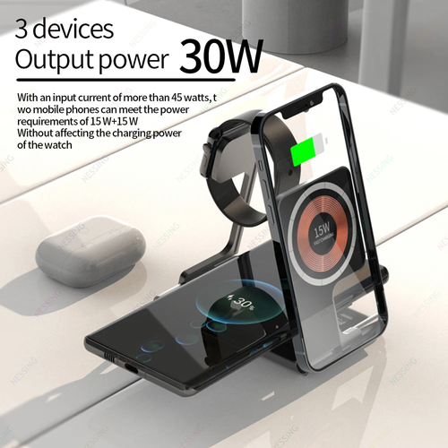 ✨DLJ-CePin✨3-in-1 Foldable Transparent Magnetic Wireless Charger