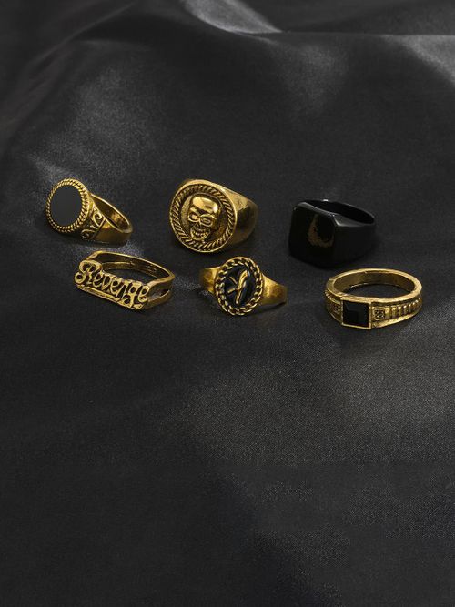 ✨DLJ✨6 in 1 Light luxury metal ring set
