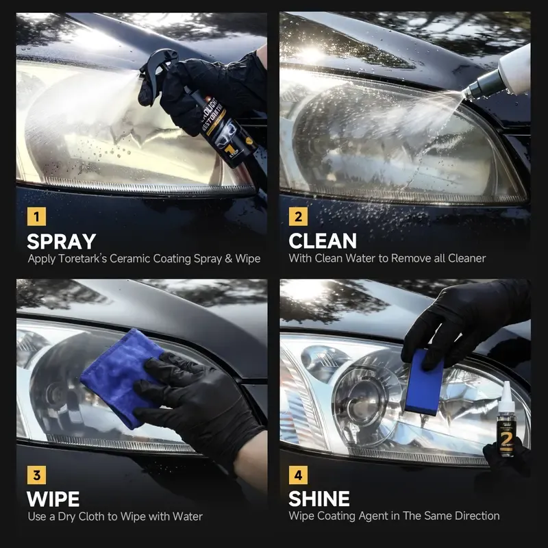 🔥ZZP-CEPIN🔥Toretark Car Headlight Restoration Kit 100ML Repair Liquid & 20ML Crystal Plating Agent